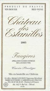 Etiquette du vin Faugères Château des Estanilles Prestige Michel Louison 2003