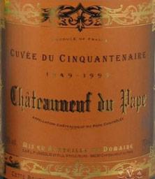 Etikette des Weins Châteauneuf-du-Pape Pierre Usseglio (Domaine) Cuvée du Cinquantenaire Jean-Pierre & Thierry Usseglio 1999