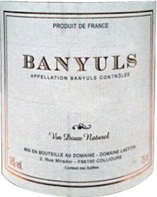 Etiquette du vin Banyuls Domaine Laetitia 1950