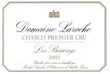 Etiquette du vin Chablis 1er Cru Les Beauroys Domaine Laroche 2008