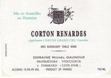 Etikette des Weins Corton Grand Cru Renardes Michel Gaunoux 1992