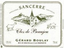 Etikette des Weins Sancerre Clos de Beaujeu Gérard Boulay 2008