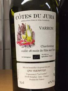 Etiquette du vin Côtes du Jura Varron Buronfosse 2018
