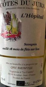 Etichetta Côtes du Jura L'Hôpital Buronfosse 2011