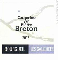 Etiquette du vin Bourgueil Les Galichets Catherine et Pierre Breton 1996