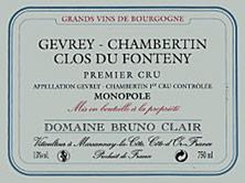 Etiquette du vin Gevrey-Chambertin 1er Cru Clos du Fonteny Bruno Clair (Domaine) 1998