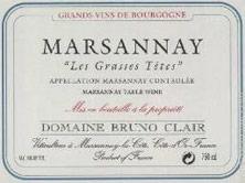 Etichetta Marsannay Les Grasses Tetes Bruno Clair (Domaine) 2014