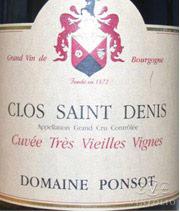 Wine label Clos Saint-Denis Très vieilles vignes Ponsot (Domaine) 2012