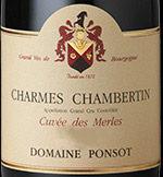 Wine label Charmes-Chambertin Grand Cru Cuvée des Merles Ponsot (Domaine) 2017