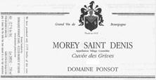 Etikette des Weins Morey Saint-Denis Cuvée des Grives Ponsot (Domaine) 2016