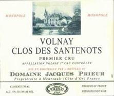 Etichetta Volnay 1er Cru Santenots Jacques Prieur (Domaine) 1998
