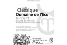 Etiquette du vin Muscadet-Sèvre-et-Maine Classique Domaine de L'Ecu 2022