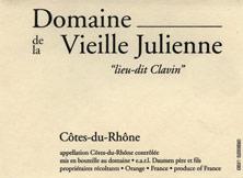 Etiquette du vin Côtes-du-Rhône Vieille Julienne (Domaine de la) Lieu-dit Clavin Jean-Paul Daumen 2012