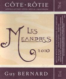 Etiquette du vin Côte-Rôtie Les Méandres Guy Bernard (Domaine) 2010