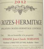 Etiquette du vin Crozes-Hermitage Jean-Claude Marsanne (Domaine) 2020