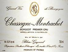 Etikette des Weins Chassagne-Montrachet 1er Cru Morgeot Blain-Gagnard (Domaine) 1996