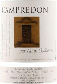 Etichetta Terrasse du Larzac (anciennement Coteaux du Languedoc) Campredon Alain Chabanon (Domaine) 2019