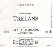 Etichetta IGP Pays d'Oc Trelans Alain Chabanon (Domaine) 2011