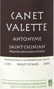 Etikette des Weins Saint-Chinian Antonyme Canet-Valette (Domaine) 2013