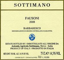 Wine label Barbaresco DOCG Fausoni Sottimano 2013