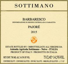 Wine label Barbaresco DOCG Pajoré Sottimano 2012