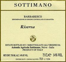 Etikette des Weins Barbaresco DOCG Riserva Sottimano 2004