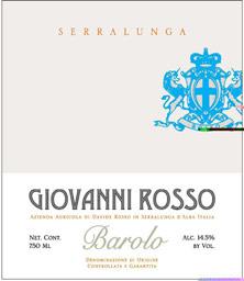 Etichetta Barolo DOCG Giovanni Rosso Serralunga 2012