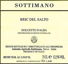 Wine label Dolcetto d'Alba DOC Bric del Salto Sottimano 2013