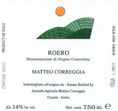 Etiquette du vin Roero DOCG Matteo Correggia 2005