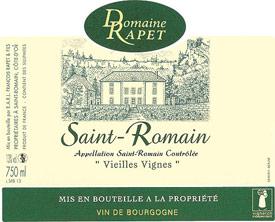 Etiquette du vin Saint-Romain Vieilles Vignes Domaine François Rapet 2013