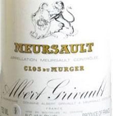 Etichetta Meursault Clos du Murger Albert Grivault 2015