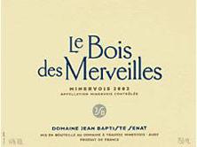 Etichetta Minervois Le Bois des Merveilles Jean-Baptiste Sénat 2020