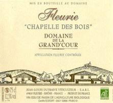 Etiquette du vin Fleurie Chapelle des bois Grand'cour (Domaine de la) - Jean-Louis Dutraive 2014