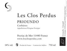 Etiquette du vin Corbières Les Clos Perdus Prioundo 2012