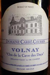 Wine label Volnay 1er Cru Clos des Ducs Domaine Carré Courbin 1997