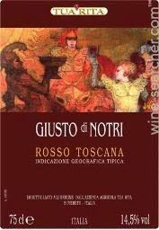 Etiquette du vin Toscana IGT Tua Rita Giusto di Notri 2007