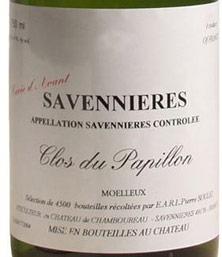 Etikette des Weins Savennières Clos du Papillon Château de Chamboureau 1997