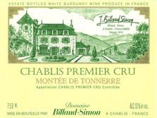 Etiquette du vin Chablis 1er Cru Montée de Tonnerre Billaud-Simon (Domaine) 2008