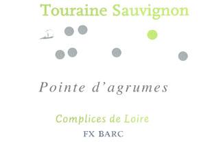 Etiquette du vin Touraine Sauvignon Pointe d'Agrumes Complices de Loire 2014