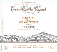 Etiquette du vin Fleurie Le Clos Vieilles Vignes Grand'cour (Domaine de la) - Jean-Louis Dutraive 2013
