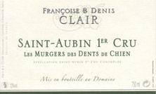 Etikette des Weins Saint-Aubin 1er Cru Les Murgers des Dents de Chien Françoise et Denis Clair (Domaine) 1996