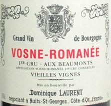 Etikette des Weins Vosne-Romanée 1er Cru Aux Beaumonts Vieilles Vignes Dominique Laurent 2013
