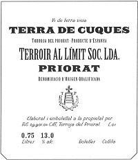 Etiquette du vin Priorat Terroir Al Limit Terra de Cuques Dominik Hubert 2016