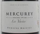 Etiquette du vin Mercurey 1er Cru Les Vasées Domaine Brintet 2012
