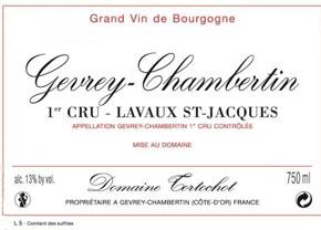 Etikette des Weins Gevrey-Chambertin 1er Cru Lavaux Saint Jacques Tortochot (Domaine) 2022