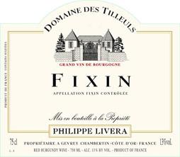 Etiquette du vin Fixin Tilleuls (Domaine des) - Philippe Livera 2014