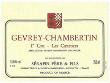 Etiquette du vin Gevrey-Chambertin 1er Cru Les Cazetiers Christian Sérafin Père et Fils 2008