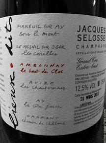 Wine label Ambonnay Le Bout du Clos Grand Cru Extra-Brut Jacques Selosse ----