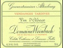 Wine label Alsace Gewurztraminer Grand Cru Furstentum Vendanges Tardives Weinbach (Domaine) 2000