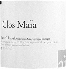 Etikette des Weins IGP Pays d'Hérault Clos Maia Le Clos 2016